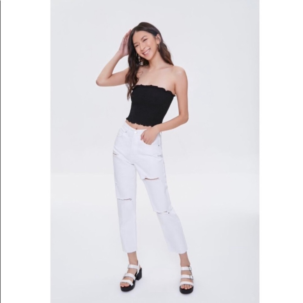 White Distressed Mom jeans